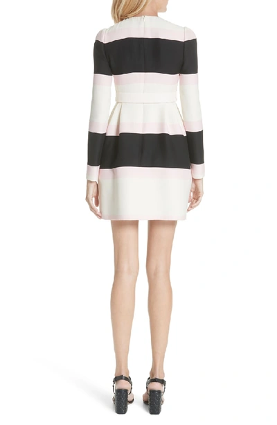 Shop Valentino Macro Bayadere Dress In Black/ Ivory/ Pink