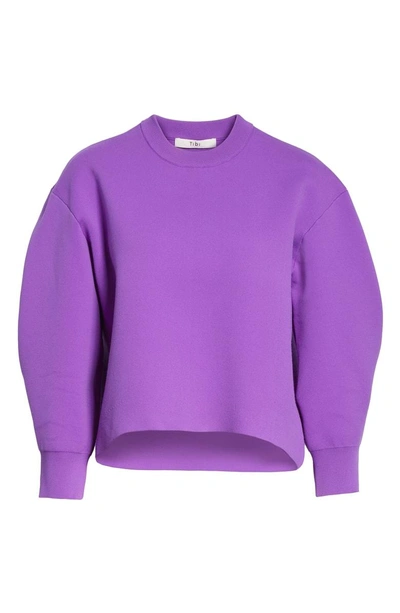 Shop Tibi Sculpted Sleeve Sweater In Purple