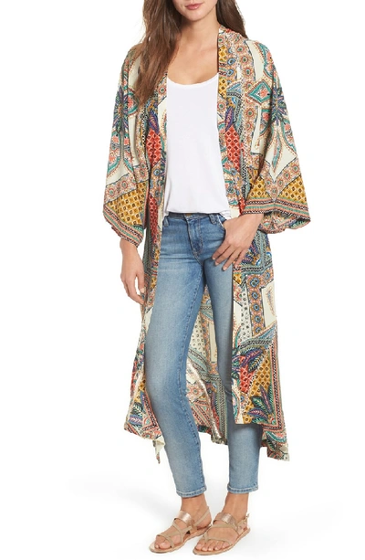 Shop Kas New York Scarf Print Kimono Jacket In Multi