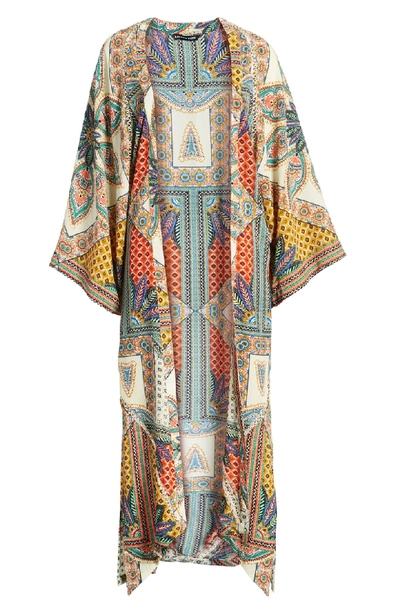Shop Kas New York Scarf Print Kimono Jacket In Multi
