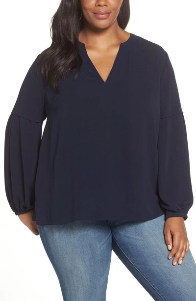 Shop Vince Camuto Bubble Sleeve Blouse In Classic Navy