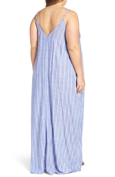 Shop Elan Cover-up Maxi Dress In Chambray Stripe