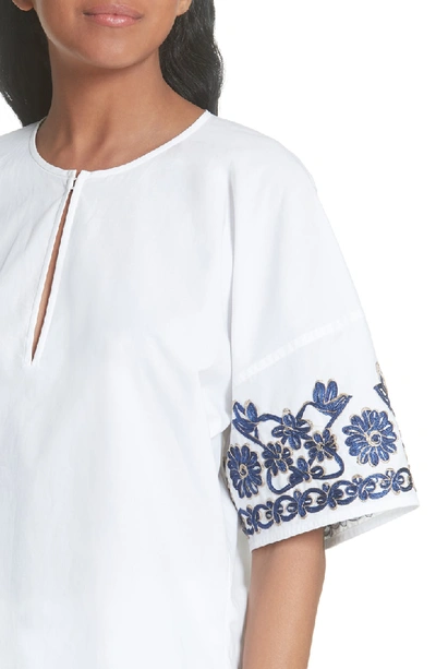 Shop Tory Burch Amy Embroidered Cotton Blouse In White