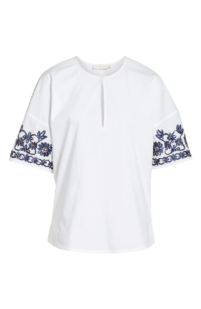 Shop Tory Burch Amy Embroidered Cotton Blouse In White