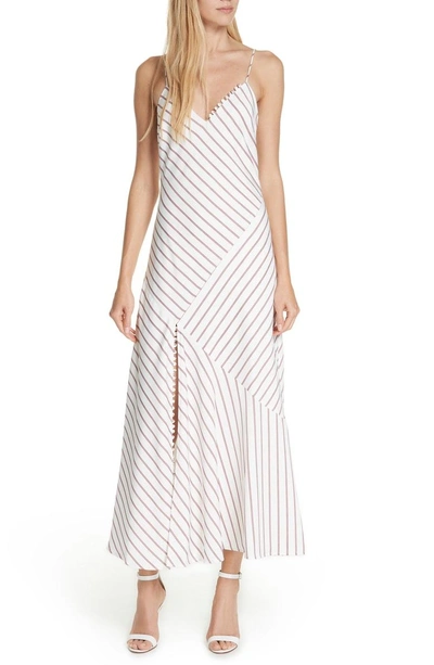 Shop Nicholas Stripe Panel Slipdress In White/ Red