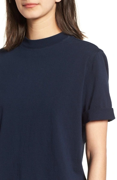 Shop Ag Yoni Mock Neck Tee In Blue Night