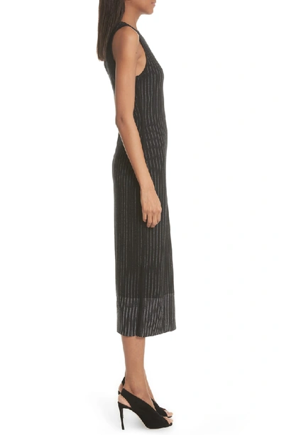 Shop Grey Jason Wu Pinstripe Wool Knit Dress In Black/ Star White