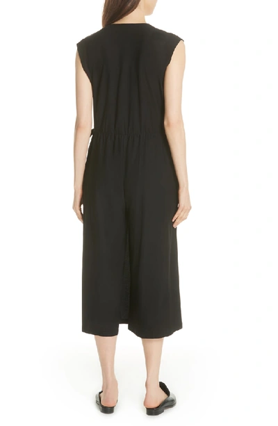 Shop Eileen Fisher Wrap Crop Wide Leg Jumpsuit In Black