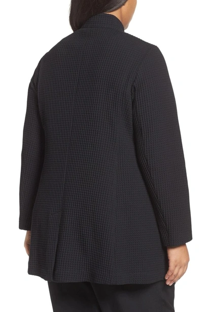 Shop Eileen Fisher Grid Stretch Cotton & Tencel Blend Jacket In Black