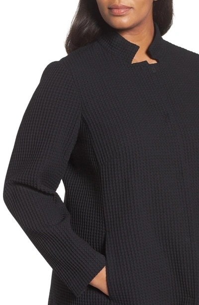 Shop Eileen Fisher Grid Stretch Cotton & Tencel Blend Jacket In Black