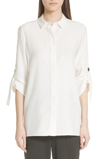 Shop Lafayette 148 Jeslyn Silk Blouse In Cloud