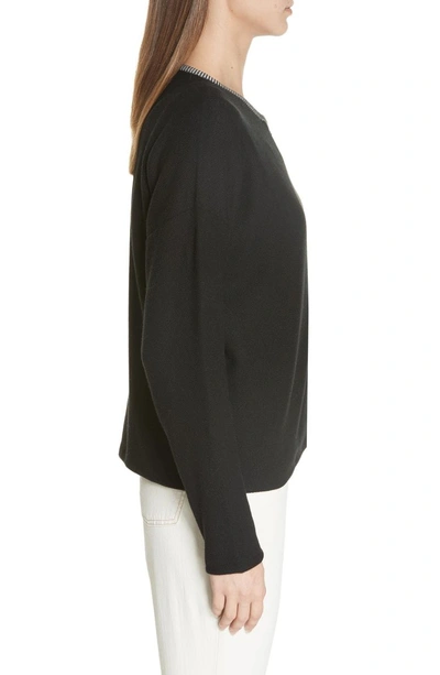 Shop Eileen Fisher Reversible Organic Cotton Cardigan In Black/ Soft White