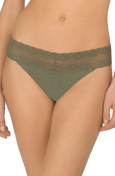 Shop Natori Bliss Perfection Thong In Olive