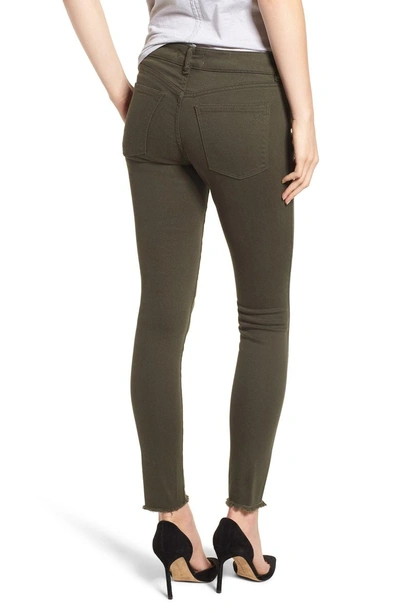 Shop Dl 1961 Margaux Instasculpt Frayed Ankle Skinny Jeans In Dark Olive