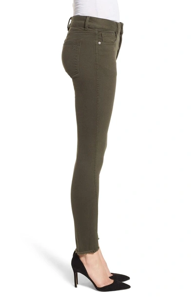 Shop Dl 1961 Margaux Instasculpt Frayed Ankle Skinny Jeans In Dark Olive