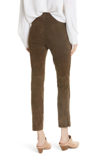 Shop Vince Stretch Suede Split Hem Crop Pants In Elmwood