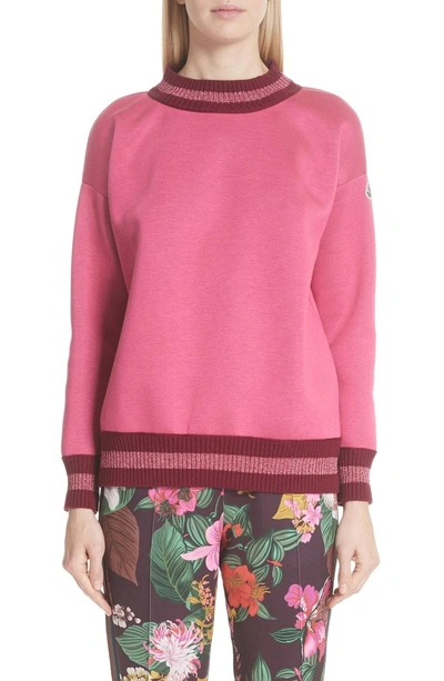 Shop Moncler Metallic Trim Sweatshirt In Pink