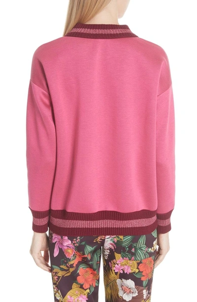 Shop Moncler Metallic Trim Sweatshirt In Pink