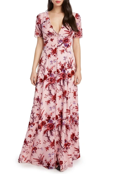 Shop Willow & Clay Floral Burnout Maxi Dress In Rose