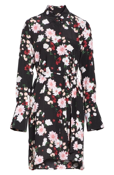 Shop Equipment Clea Floral Silk Shirtdress In True Black Multi