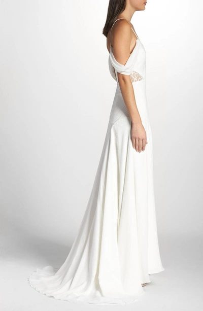 Shop Fame And Partners The Fitzgerald Cold Shoulder Evening Dress In Ivory