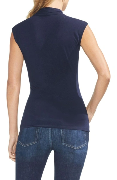 Shop Vince Camuto Ruched V-neck Top In Classic Navy