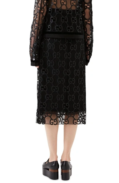 Shop Gucci Macrame Logo Skirt In Black