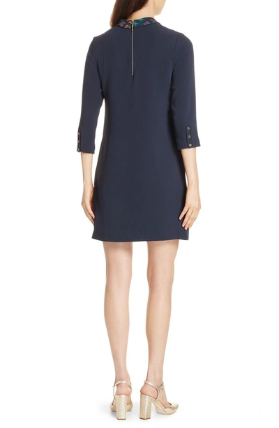 Shop Ted Baker Delphin Printed Collar Shirtdress In Navy