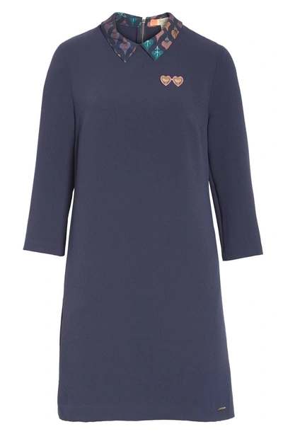 Shop Ted Baker Delphin Printed Collar Shirtdress In Navy