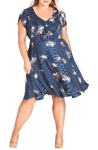 Shop City Chic Sweet Spot Floral Fit & Flare Dress In Spot The Floral