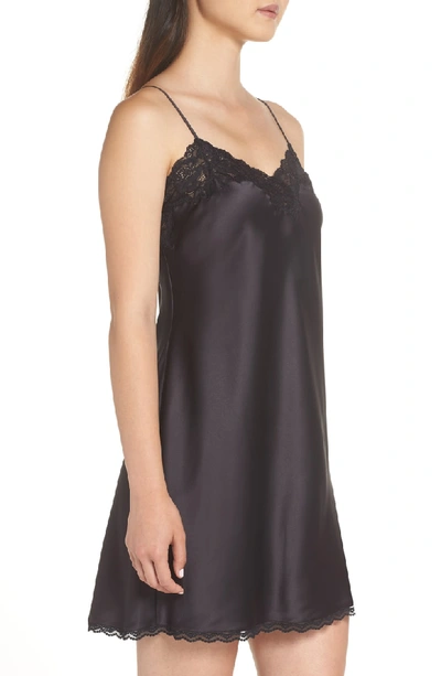 Shop Lauren Ralph Lauren Lace Trim Chemise In Black