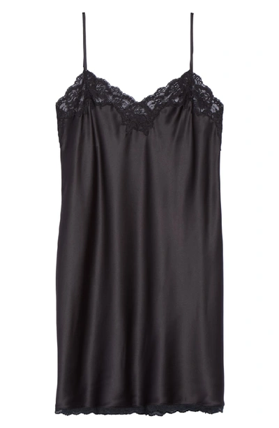 Shop Lauren Ralph Lauren Lace Trim Chemise In Black