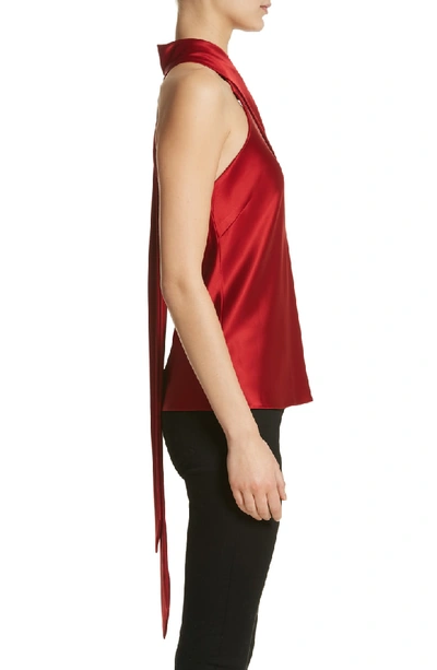 Shop Galvan Halter Neck Satin Top In Scarlet