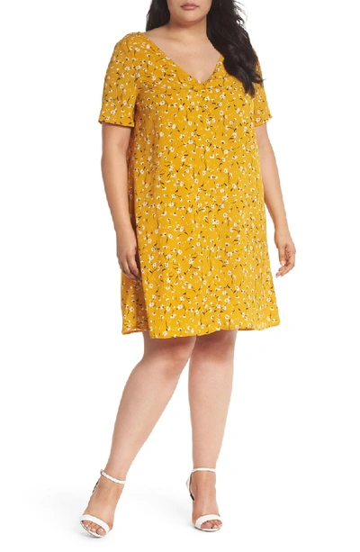 Shop Glamorous Floral Swing Shirtdress In Mustard Ditsy