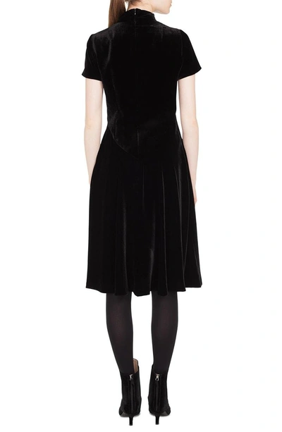 Shop Akris Punto Scuba Velvet Mock Neck Dress In Black