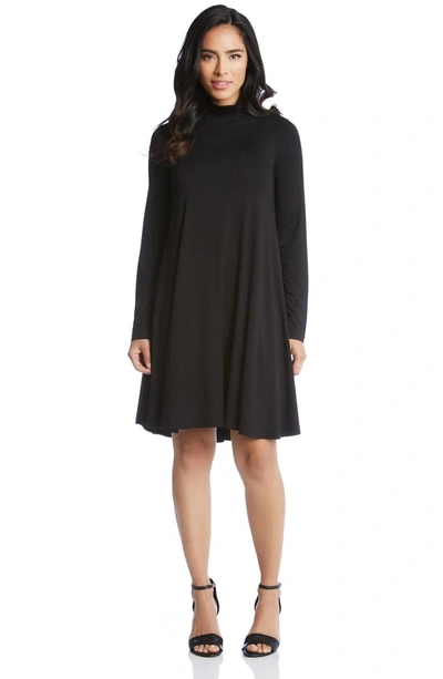 Shop Karen Kane Maggie Turtleneck Trapeze Dress In Black