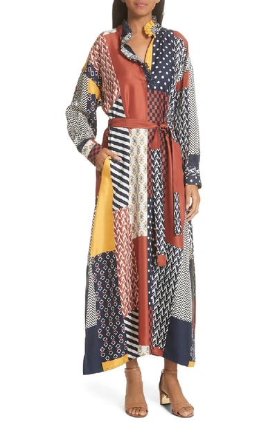 Shop Tory Burch Bianca Patchwork Maxi Dress In Geometric Patchwork