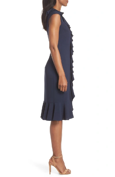 Maggy london crepe top ruffle front sheath dress