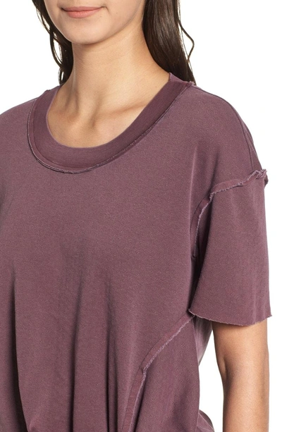 Shop Stateside Pointelle Raw Edge Twist Cotton Top In Wine