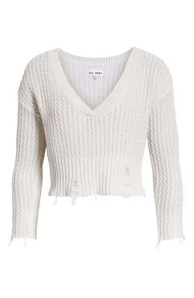 Shop Dl 1961 Freeman Alley Distressed Crop Sweater In White Heather