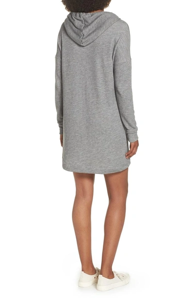 Shop Beyond Yoga Hood Times Sweatshirt Dress In Mid Heather Grey