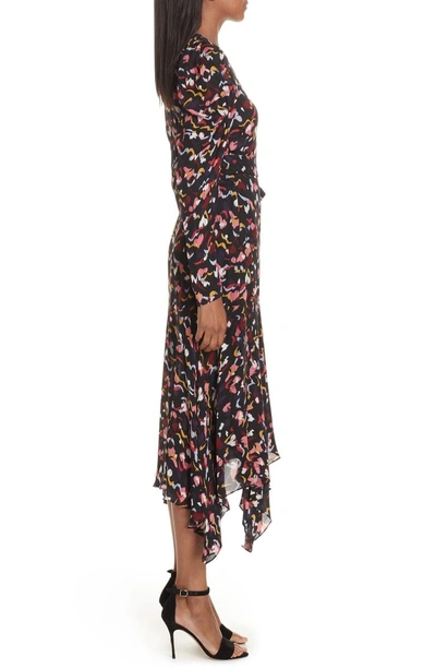Shop A.l.c Tianna Silk Wrap Dress In Coral Multi
