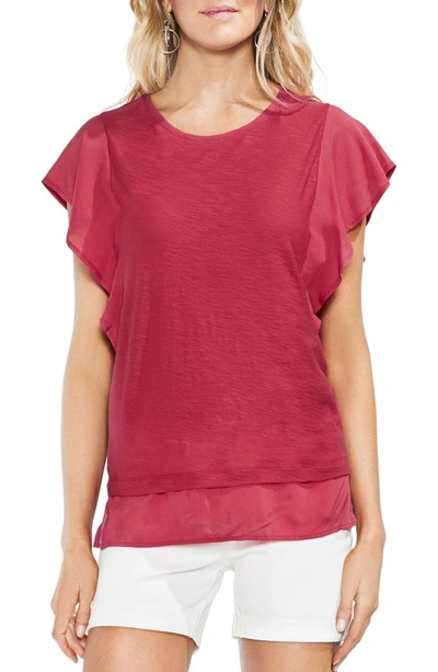 Shop Vince Camuto Ruffle Sleeve Top In Rio Red
