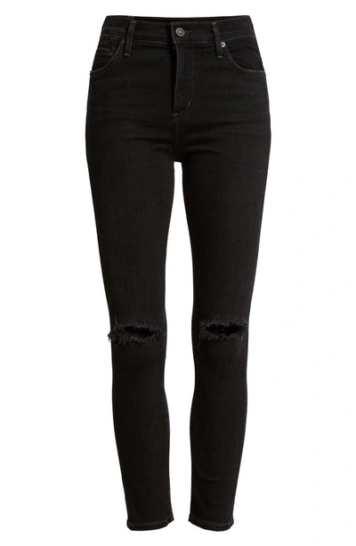 Shop Citizens Of Humanity Rocket High Waist Ripped Ankle Skinny Jeans In Siren