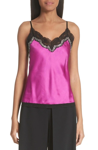 Shop Alexander Wang Lace & Satin Camisole In Fuchsia