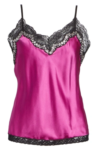 Shop Alexander Wang Lace & Satin Camisole In Fuchsia