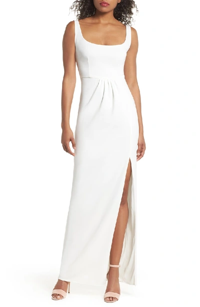 Shop Katie May Rosie Open Back Scoop Neck Gown In Ivory