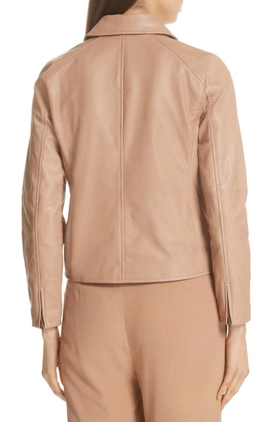 Shop Eileen Fisher Leather Moto Jacket In Amber