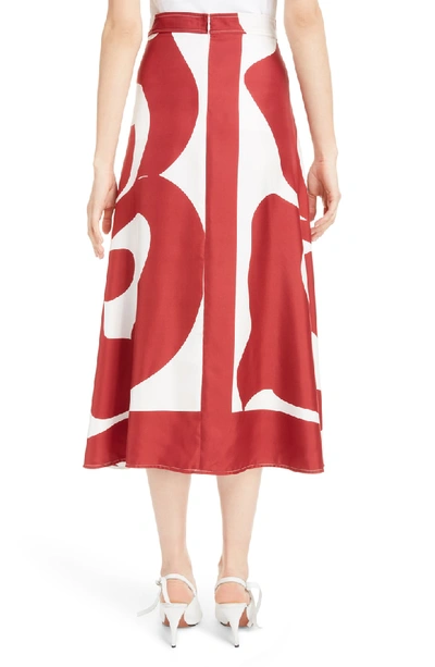 Shop Victoria Beckham Pleated Silk Skirt In Bordeaux / Off White