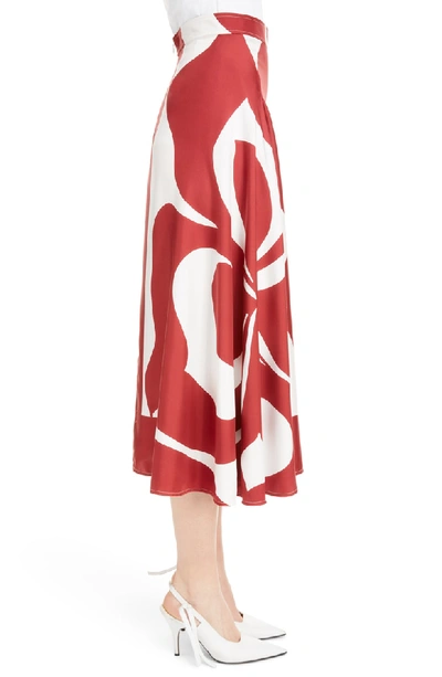 Shop Victoria Beckham Pleated Silk Skirt In Bordeaux / Off White